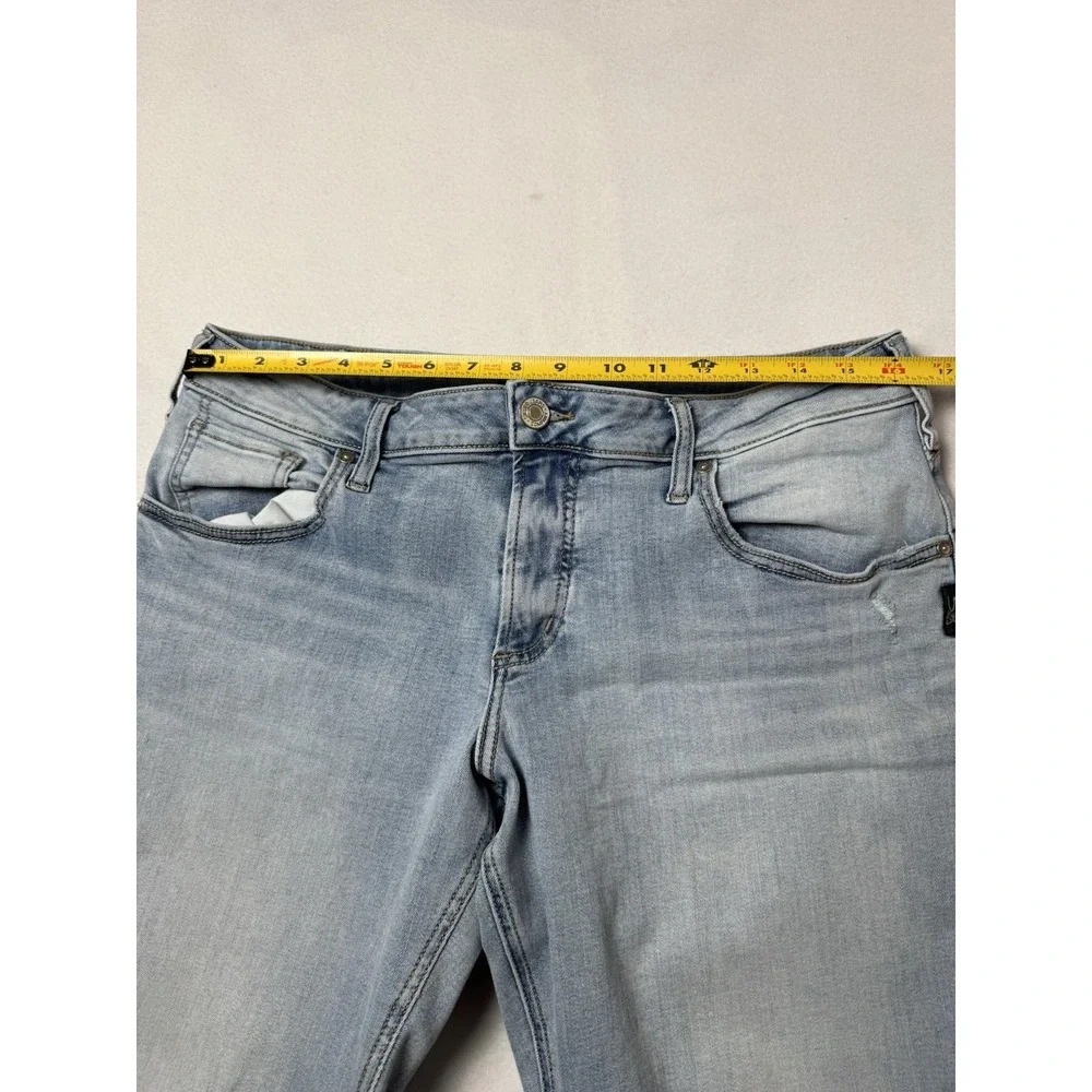 Silver Jeans Co Boyfriend Jeans Womens 34x27 Light Wash Stretch Raw Hem Denim